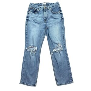 Good American‎ Ripped Knee Jeans Distressed Denim Light Wash Size 4/28 Grunge